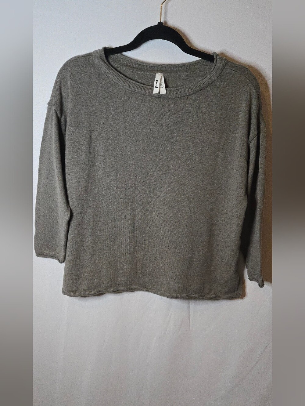 Pact Organic Cotton Crewneck Knit Heathered Green Sweater Women's Small